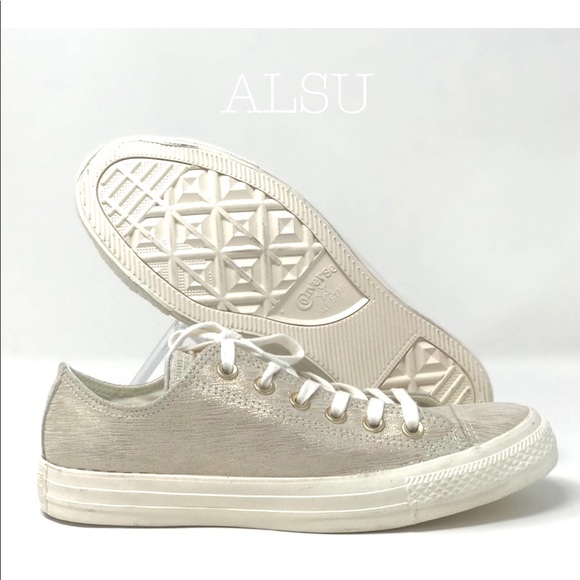 🌸 Sale 🌸 Converse Ctas Metallic Egret Suede Low Top Women's Size 9 561647C - Picture 6 of 8